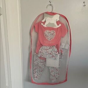 Pink and Floral Baby Outfit Set, bathing suit 0-3months